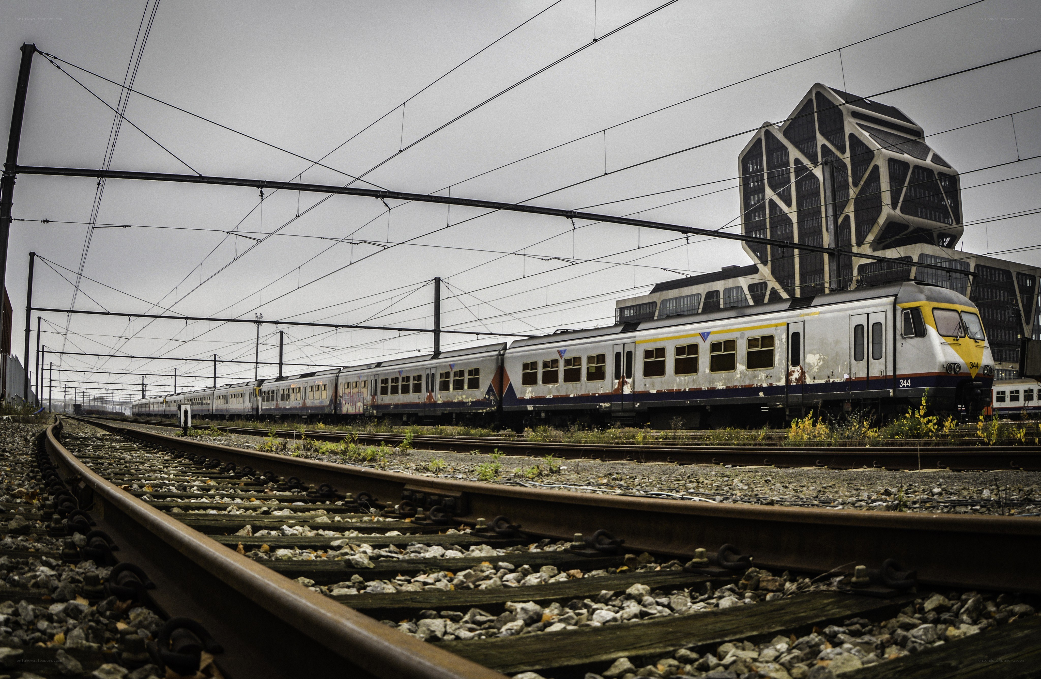 Abandoned train at rail yard