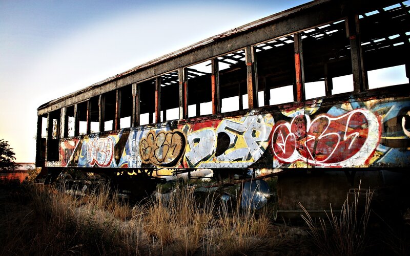 Abandoned Train Car — Blue