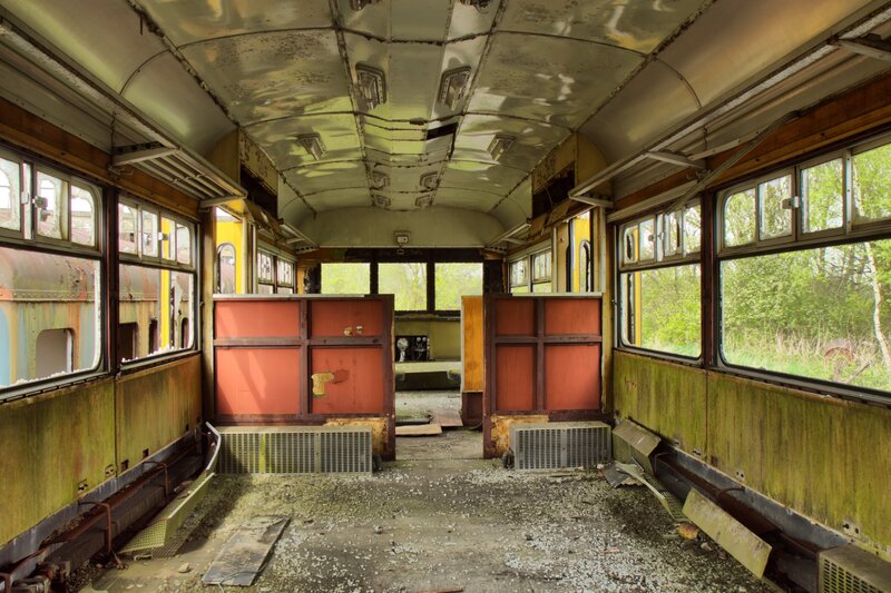 abandoned train car interior