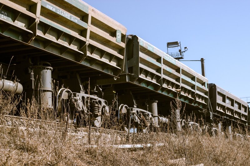 Abandoned Train Cars — Brown, Desolate