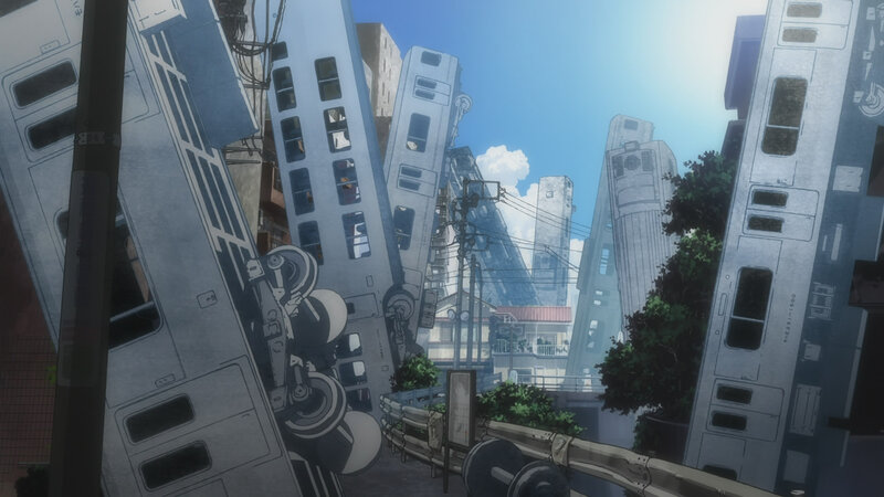 abandoned train cityscape