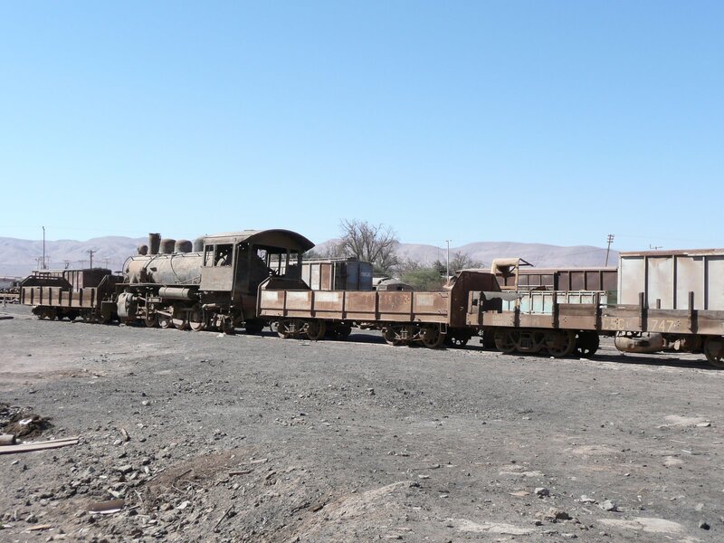 Abandoned train in desert