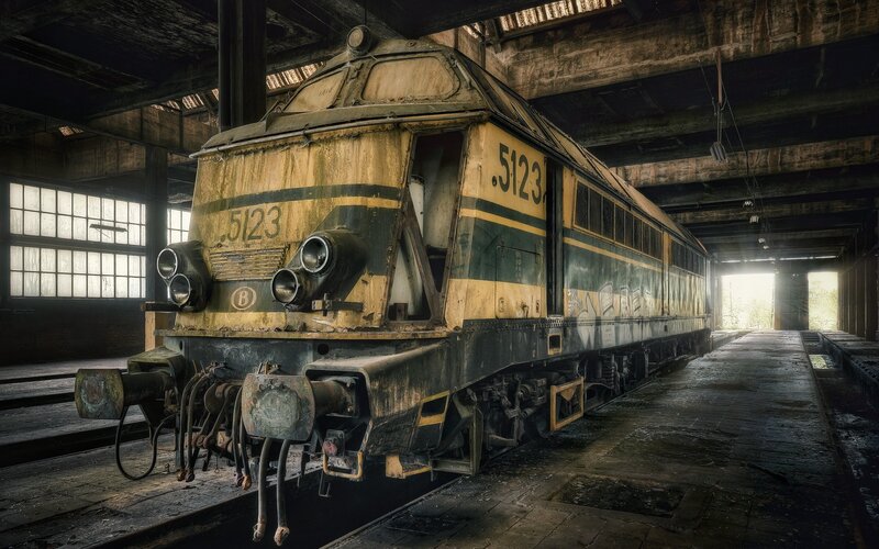 Abandoned Train in Shed