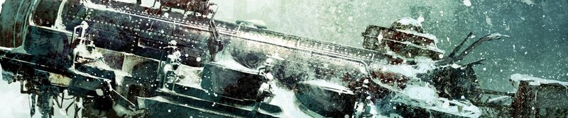 Abandoned train in snowstorm