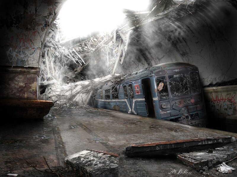 Abandoned Train in Tunnel