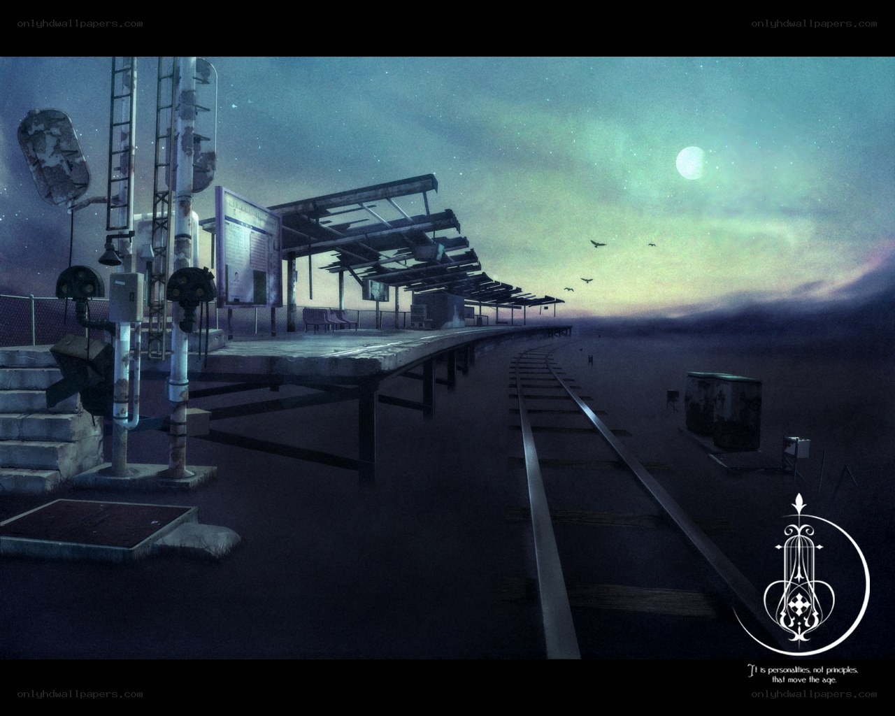 abandoned train station at night