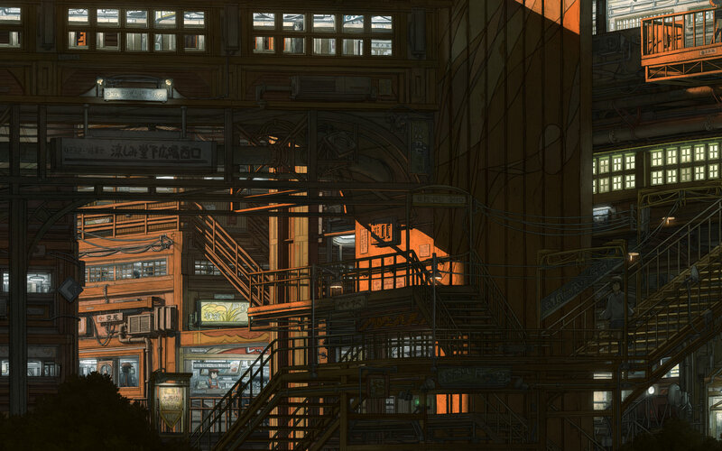 Abandoned Train Station — Brown, Dramatic, Night, Anime