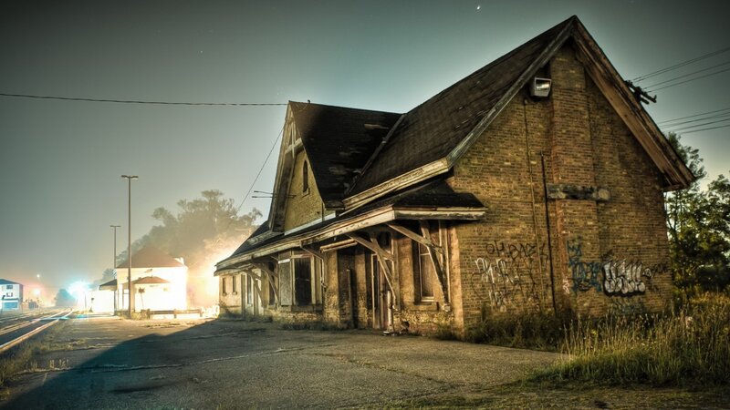 Abandoned Train Station — Brown, Dramatic, Night