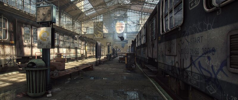 Abandoned Train Station — Gray, Dramatic, Afternoon