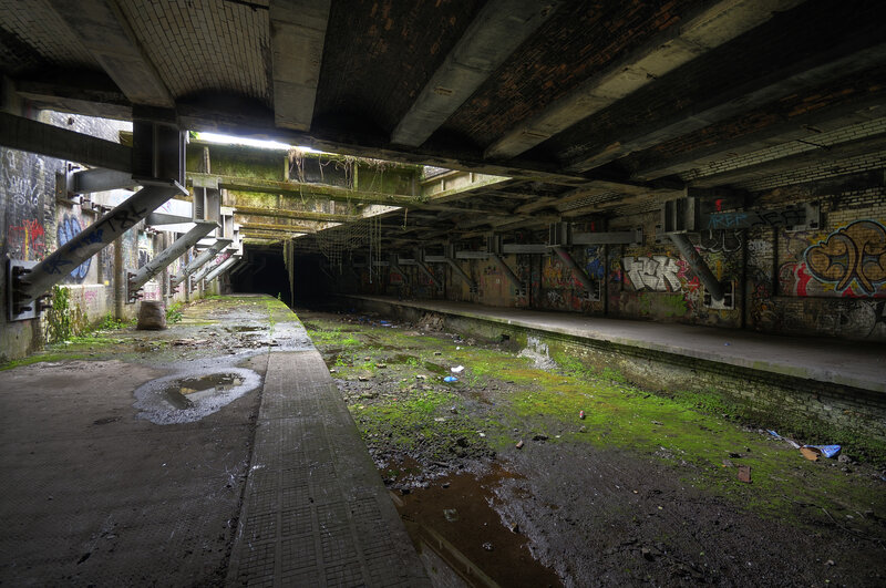 Abandoned Train Station — Green, Desolate