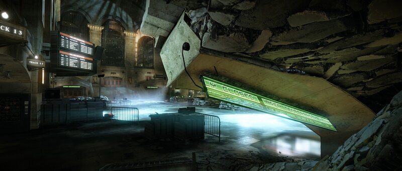 Abandoned Train Station — Green, Dramatic, Desolate