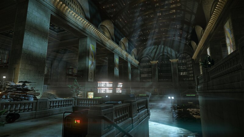 Abandoned train station interior