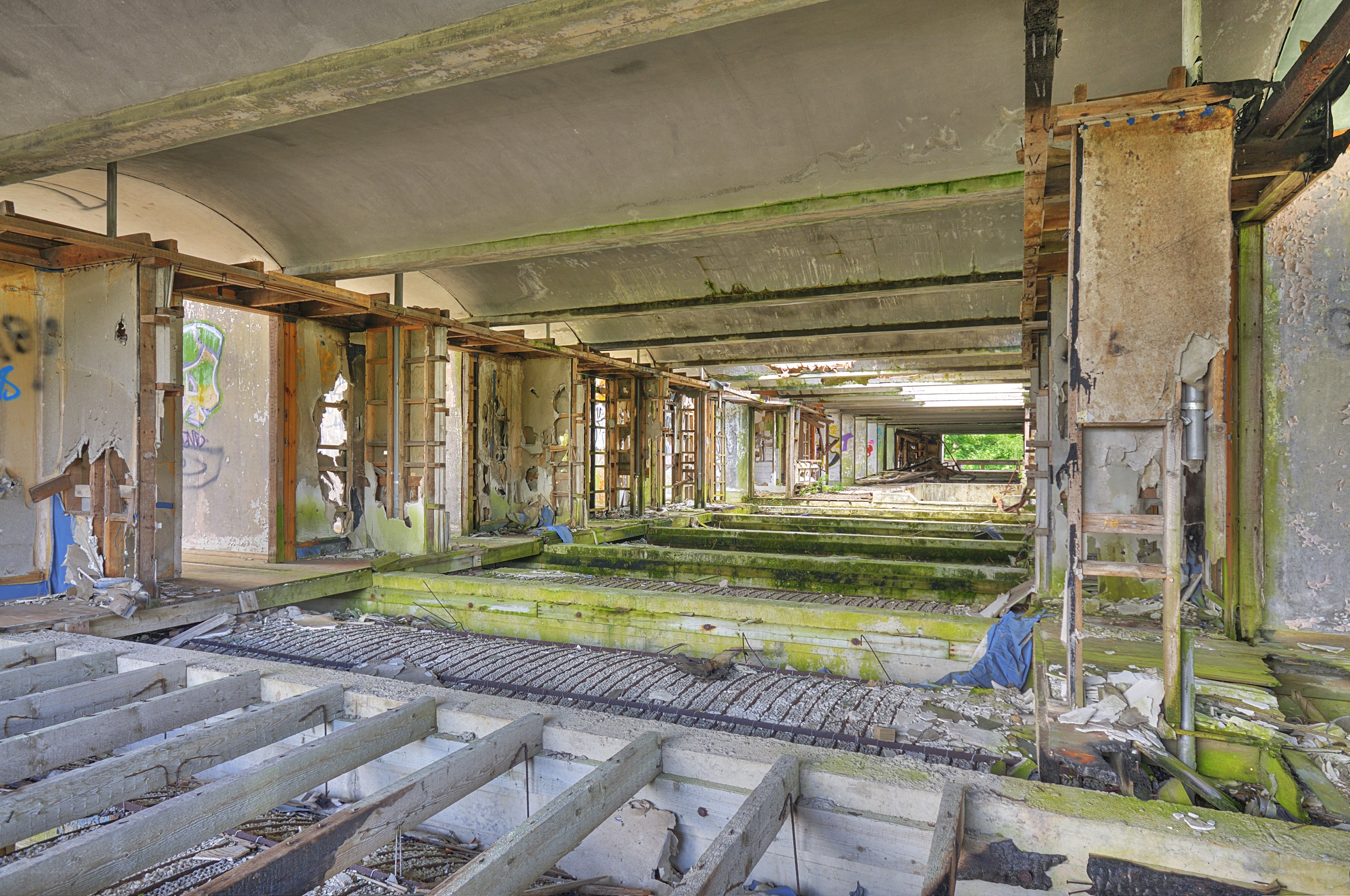 Abandoned train station interior