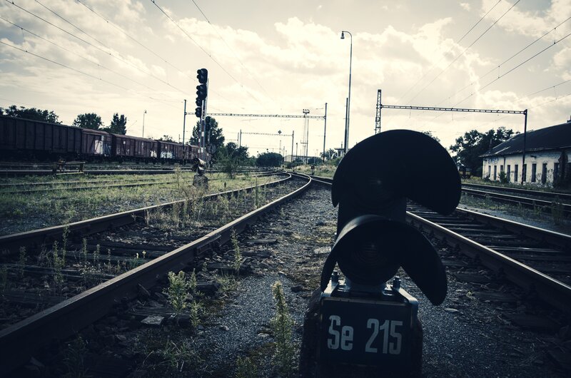 Abandoned Train Tracks — Black, Desolate, Afternoon