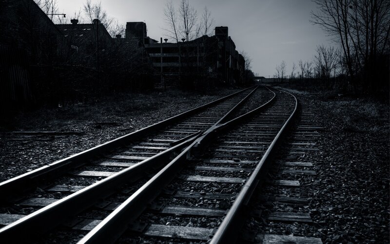 Abandoned Train Tracks — Black, Dramatic