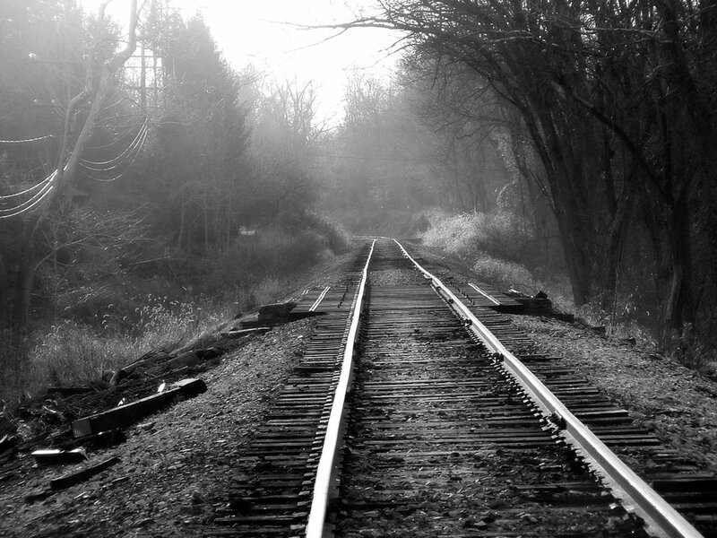 Abandoned Train Tracks — Black, Somber
