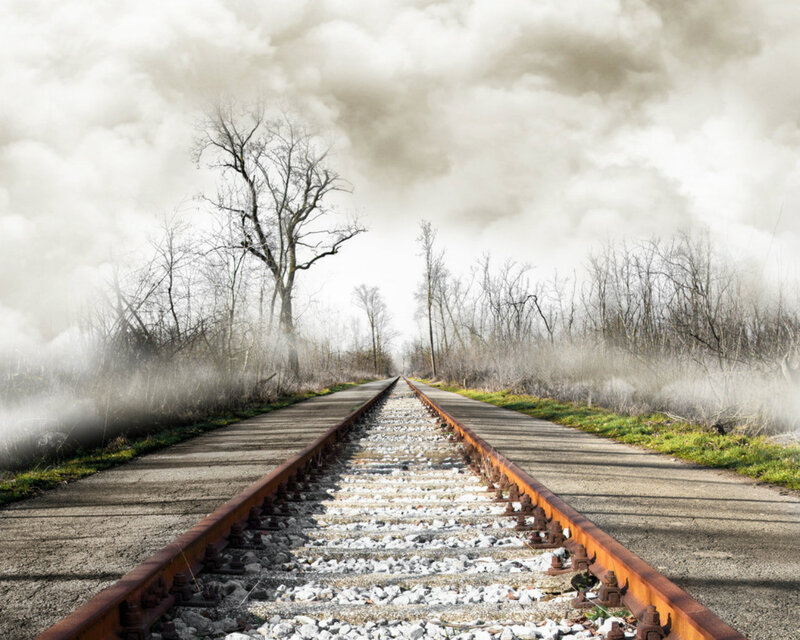 Abandoned Train Tracks — Gray, Dreary