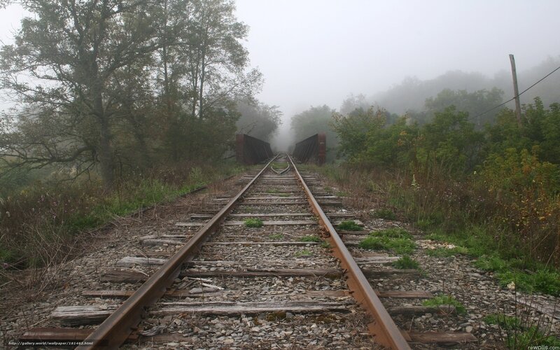 Abandoned Train Tracks — Gray, Misty
