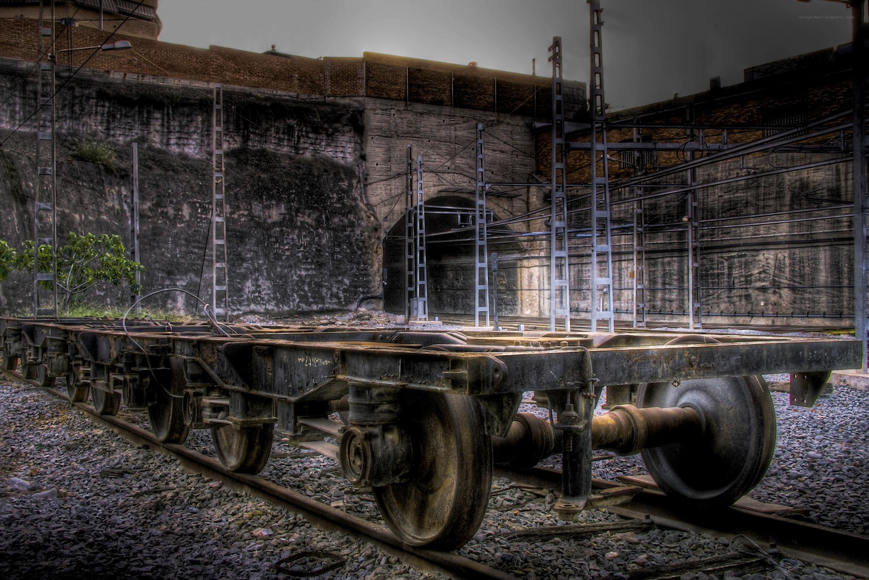 abandoned train wagons at station