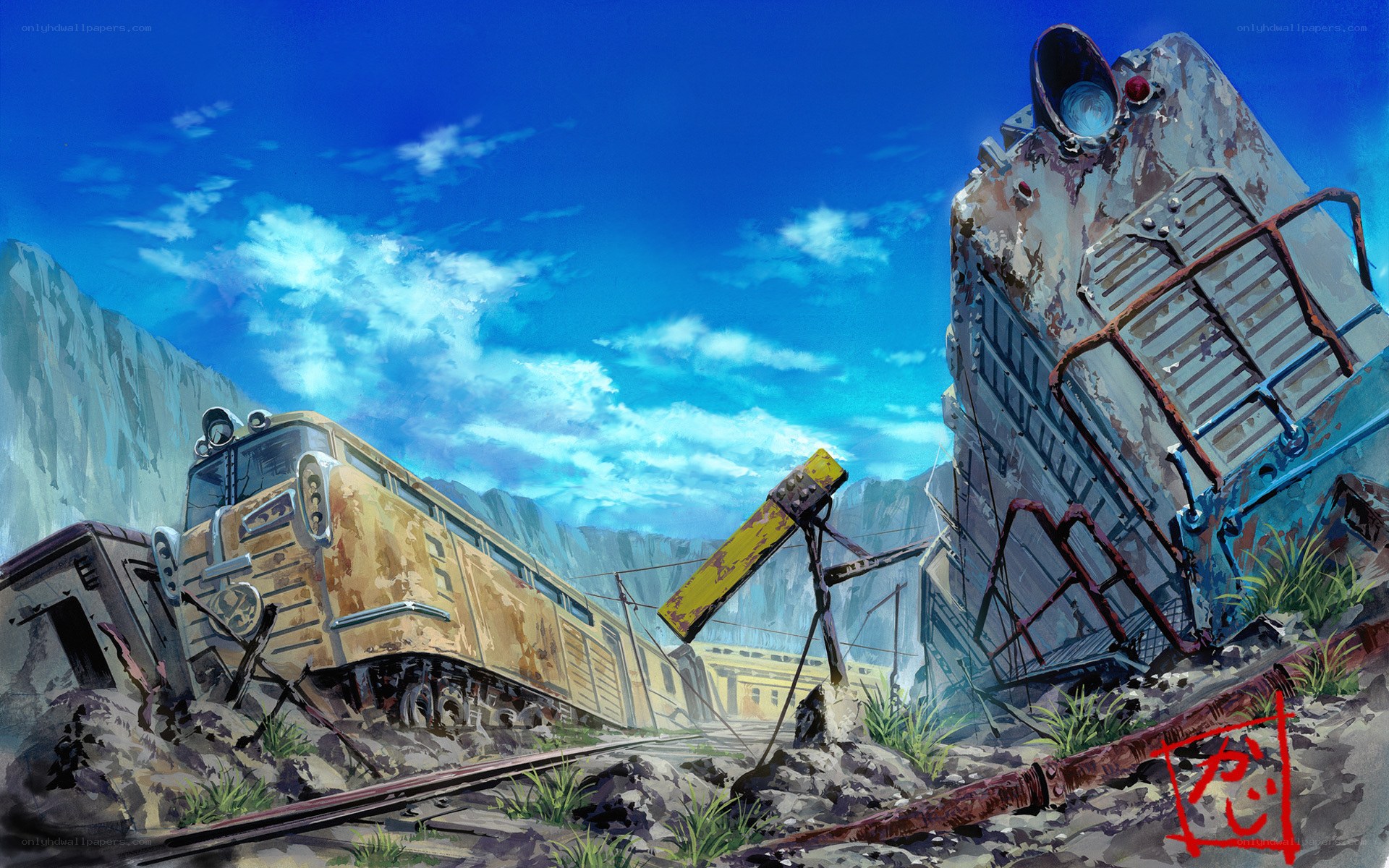 Abandoned train wreck