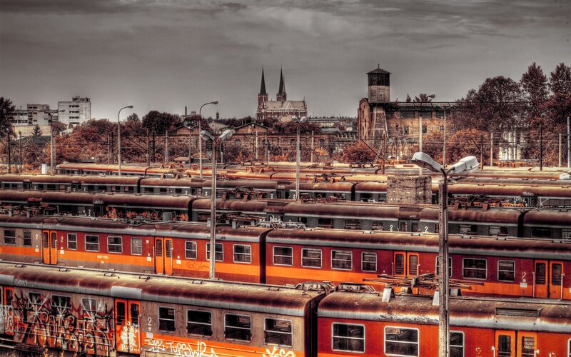 Abandoned Train Yard — Orange, Dramatic