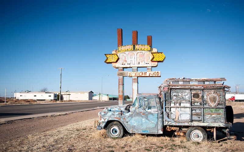 Abandoned Truck and Sign — Blue