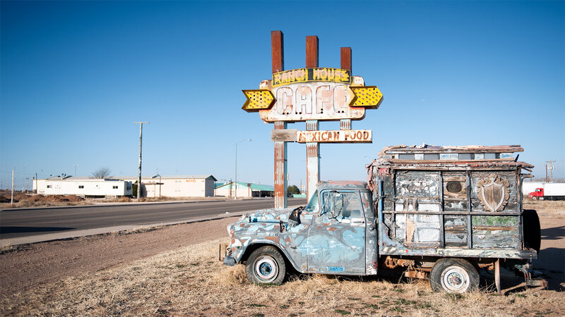 Abandoned Truck and Sign