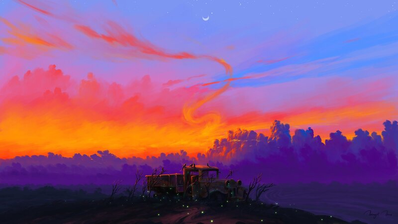 Abandoned Truck at Dusk