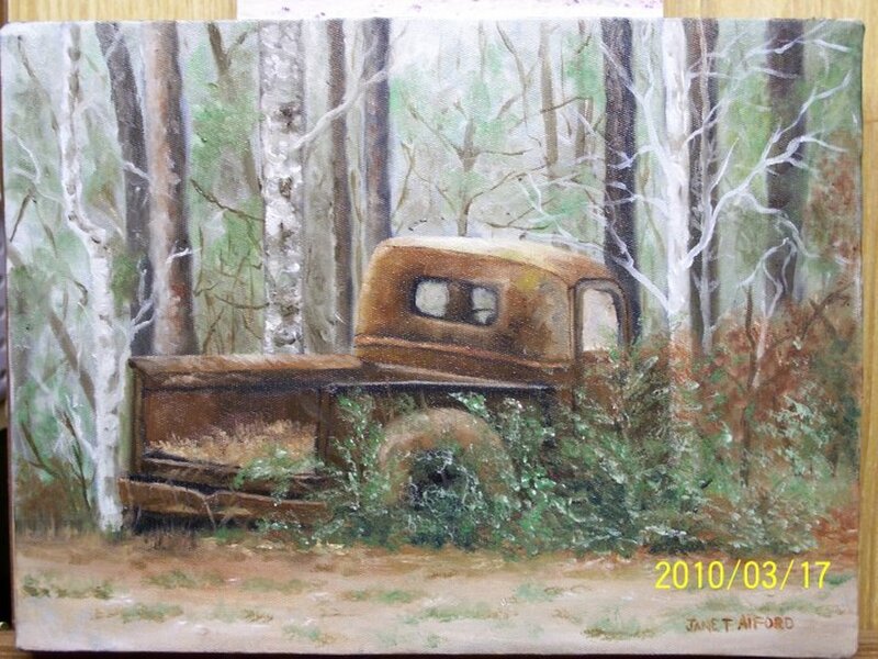 Abandoned Truck in Forest — Brown