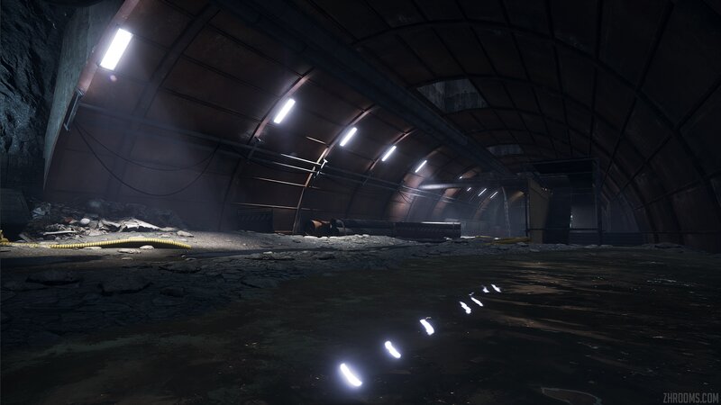 Abandoned Tunnel Interior — Black, Dark