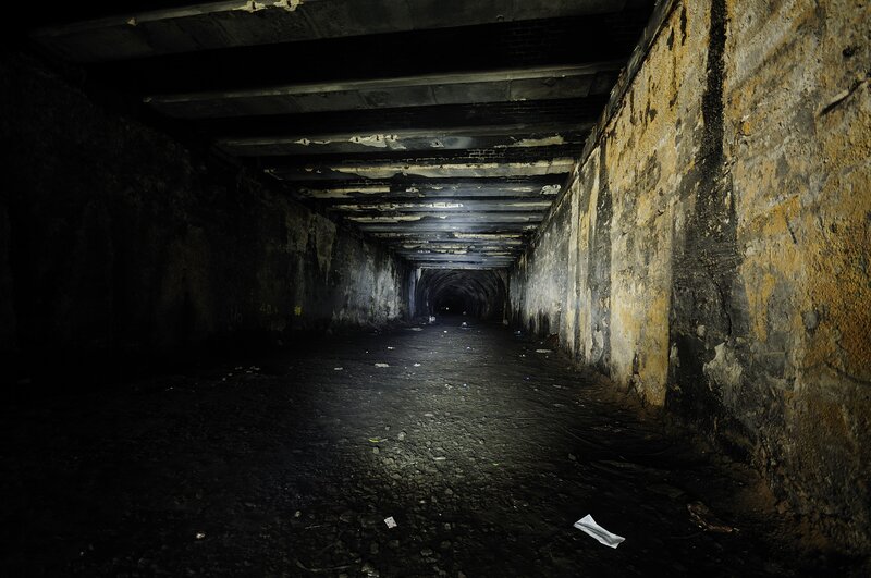Abandoned Tunnel Interior — Black