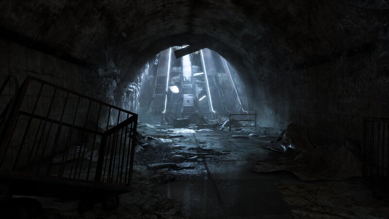 Abandoned Tunnel Interior — Gray, Dark, Eerie