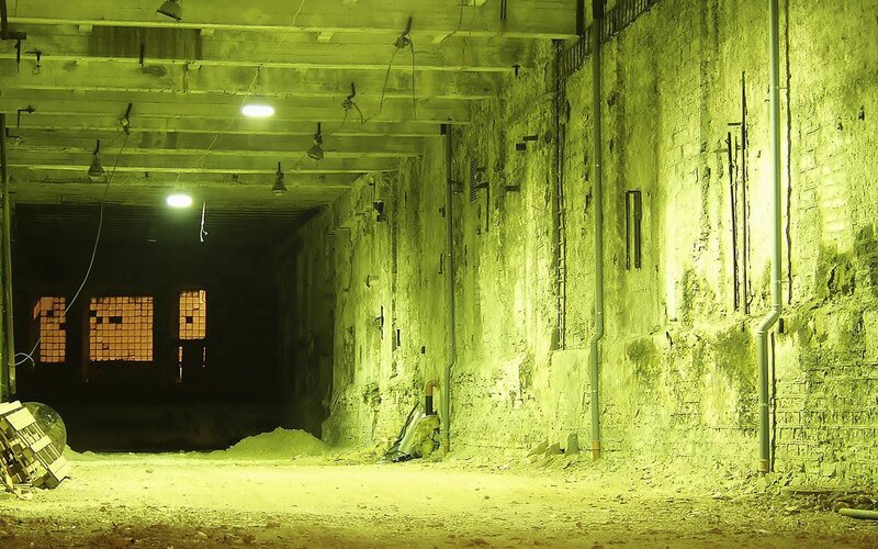 Abandoned Tunnel Interior — Yellow