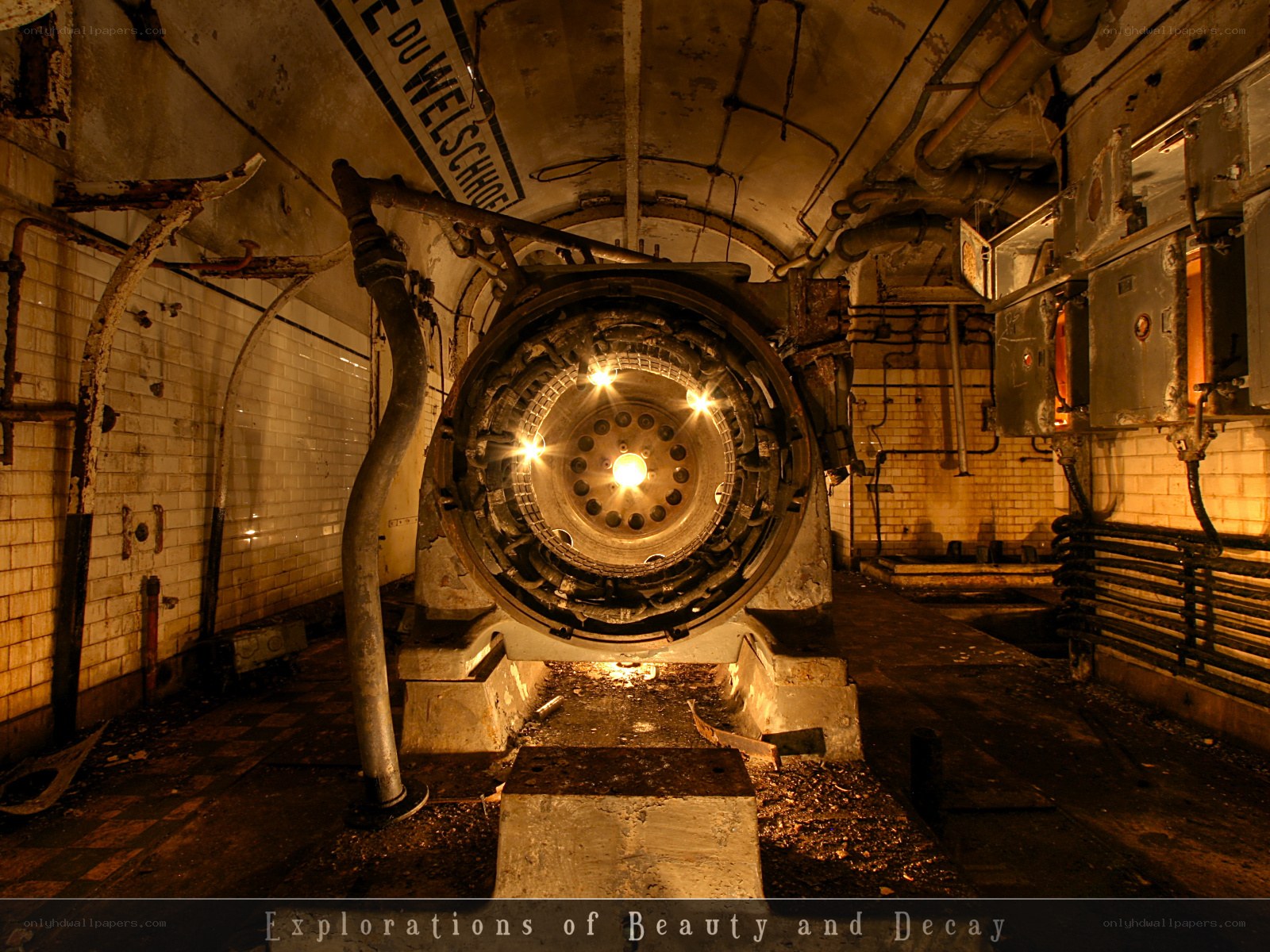 Abandoned tunnel machinery