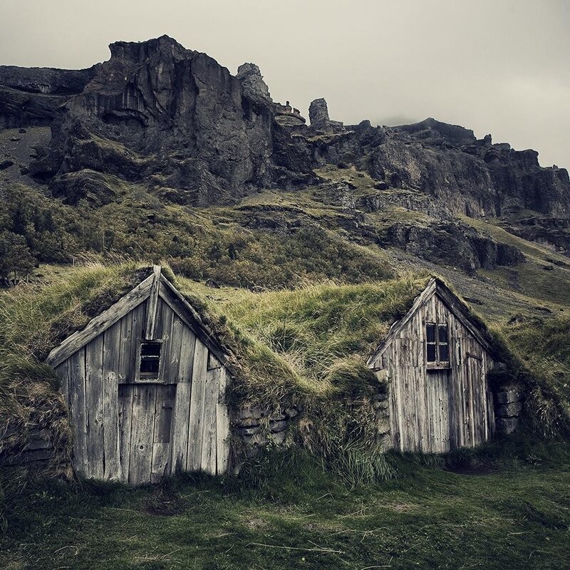 Abandoned turf houses in Iceland