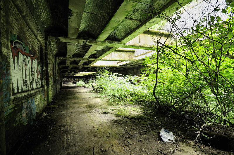 Abandoned underpass with graffiti
