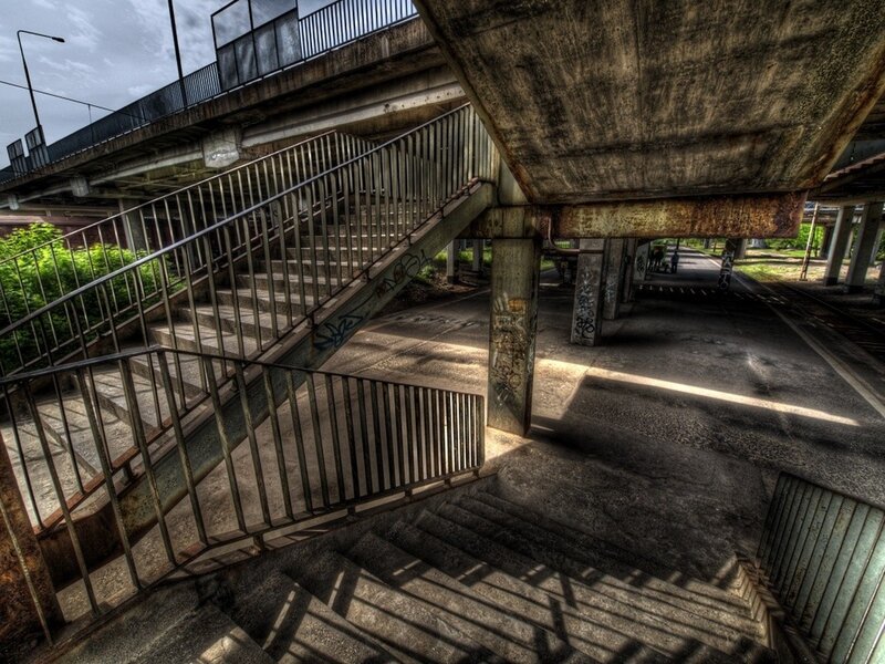 Abandoned underpass with stairs