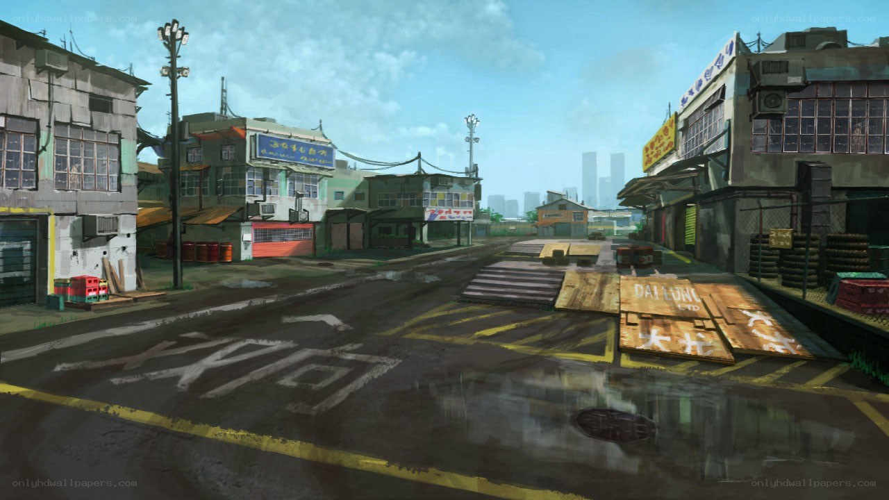 abandoned urban street scene