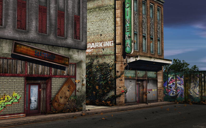 abandoned urban street scene