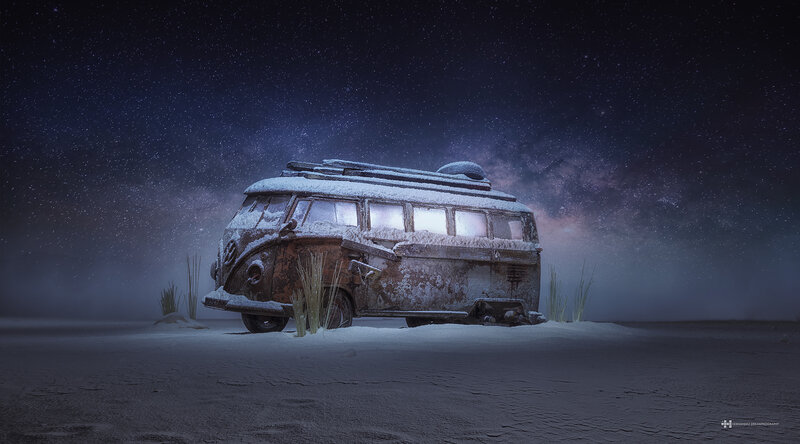 Abandoned Van in Snow