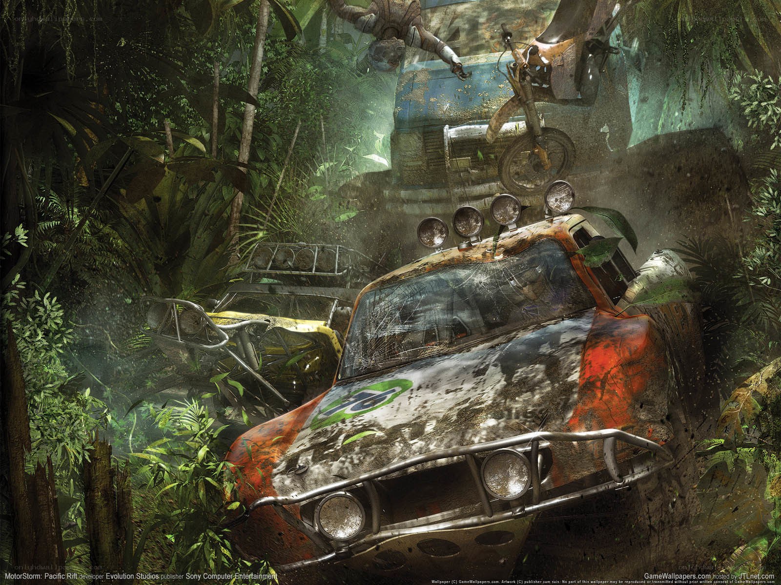 Abandoned vehicles in jungle