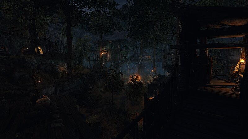 Abandoned Village at Night — Black