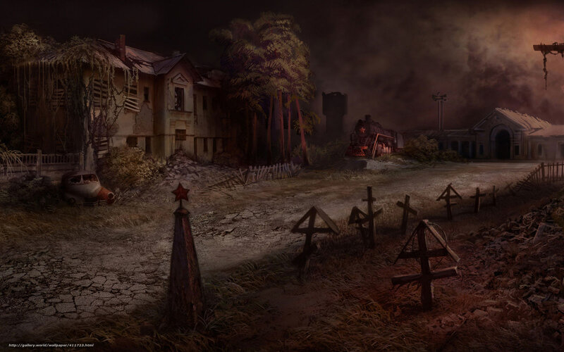 Abandoned village at night