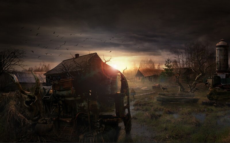 Abandoned Village at Sunset