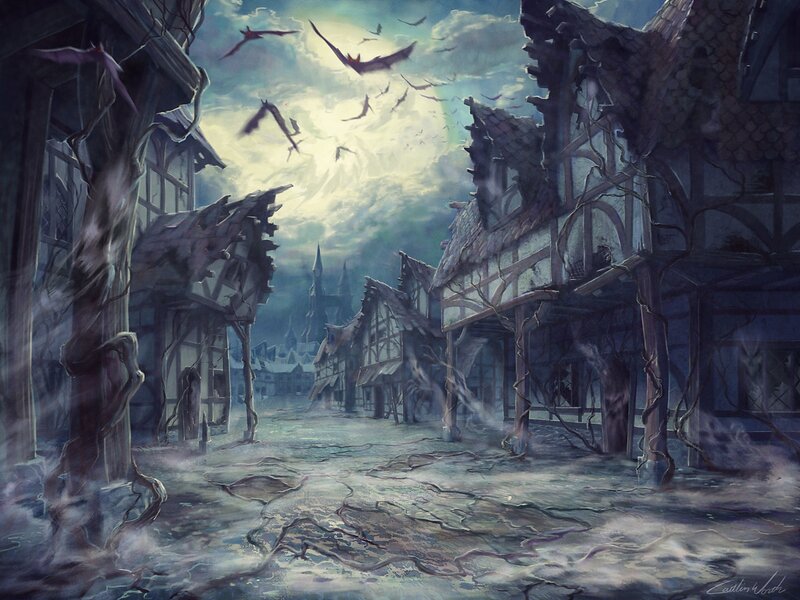 Abandoned Village Street — Gray, Dramatic