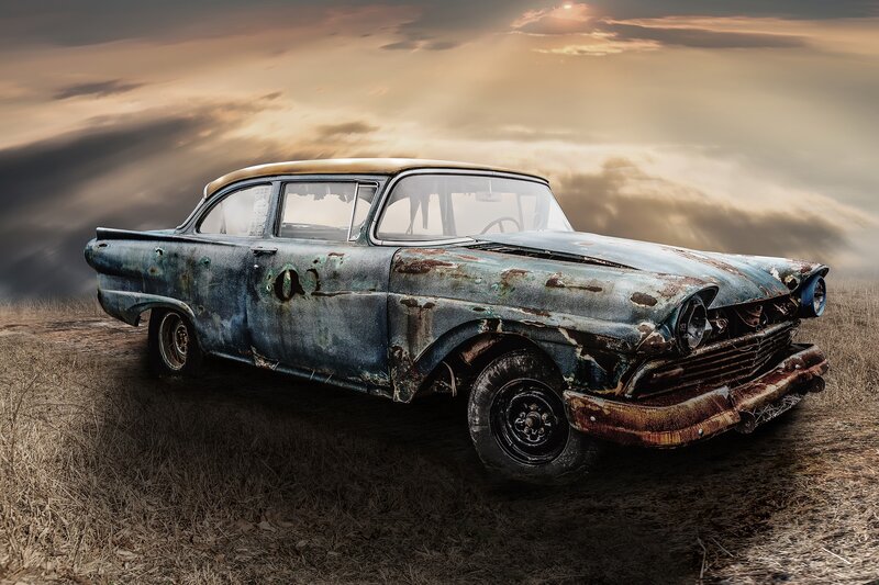 Abandoned Vintage Car — Blue