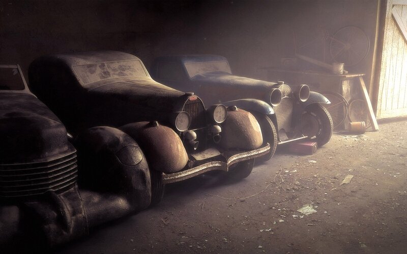 Abandoned Vintage Cars — Brown, Dramatic, 3d Render