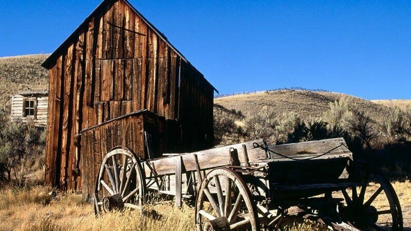 Abandoned Wagon and Barn