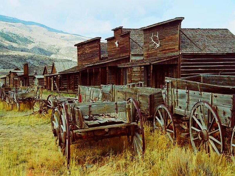 Abandoned Wagons and Buildings
