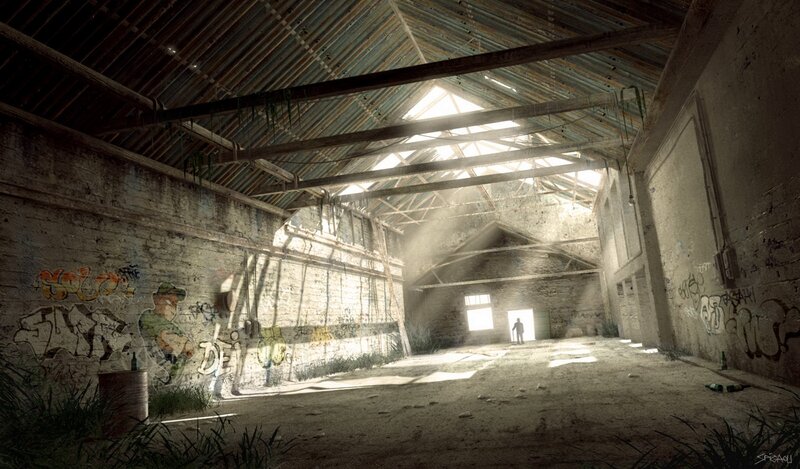 Abandoned warehouse interior